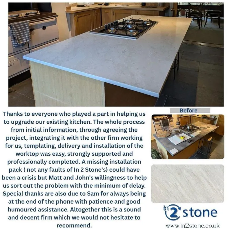 Taj Mahal Unistone quartz worktop uplift
