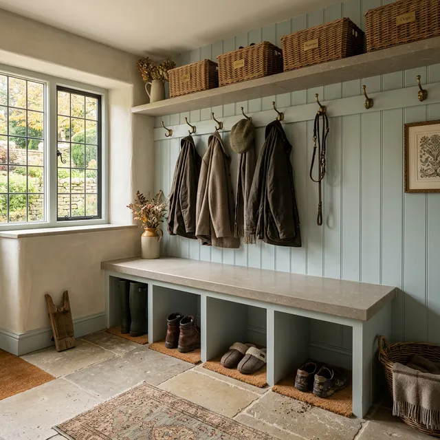 Stone Bench & Shelf Storage