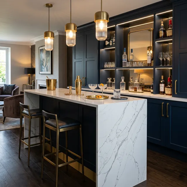 Marble-Effect Waterfall Bar