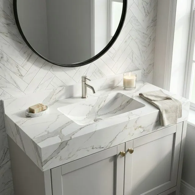 Marble-Effect Integrated Basin