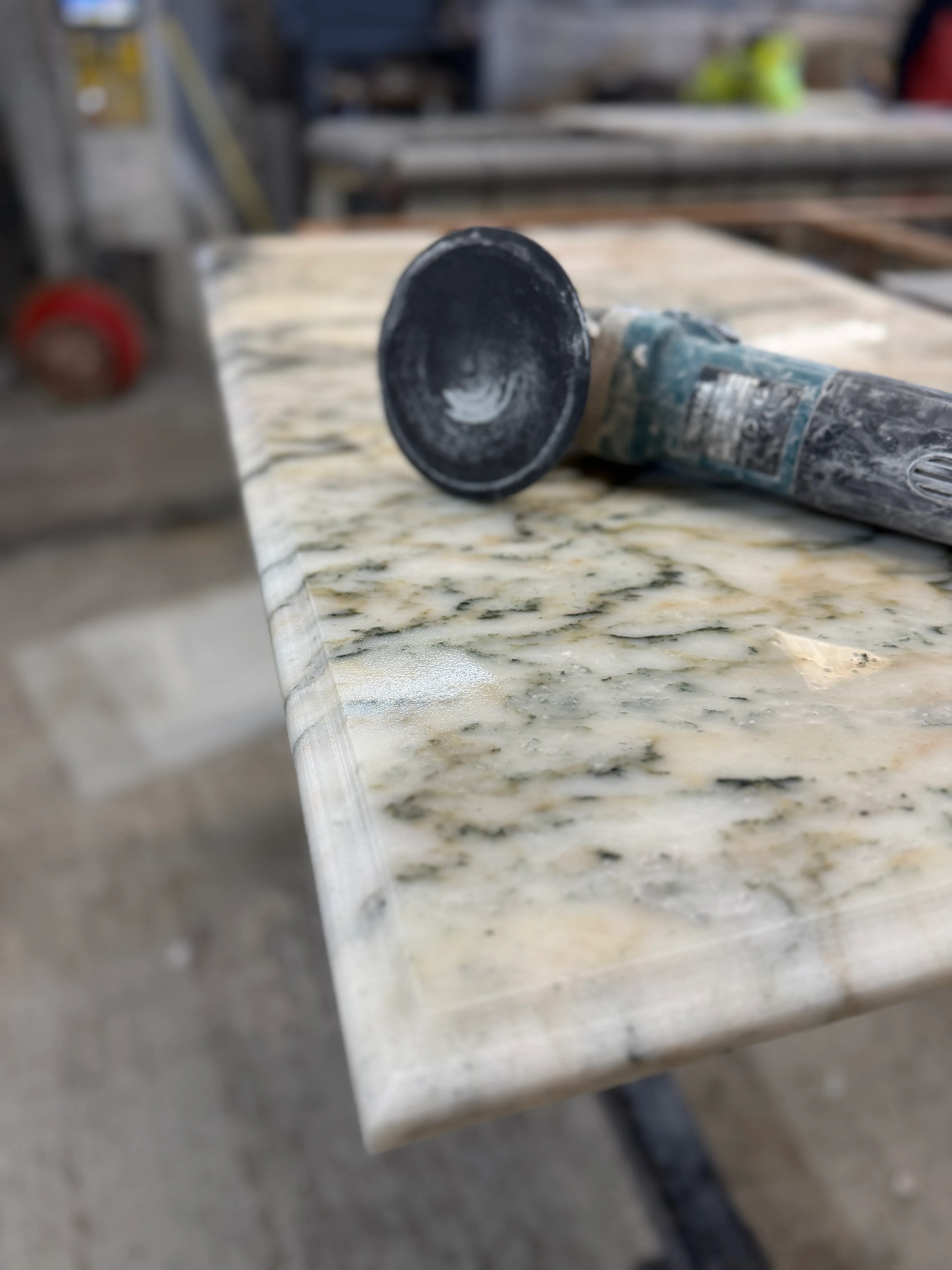 Close-up of polished marble slab showing quality of finish